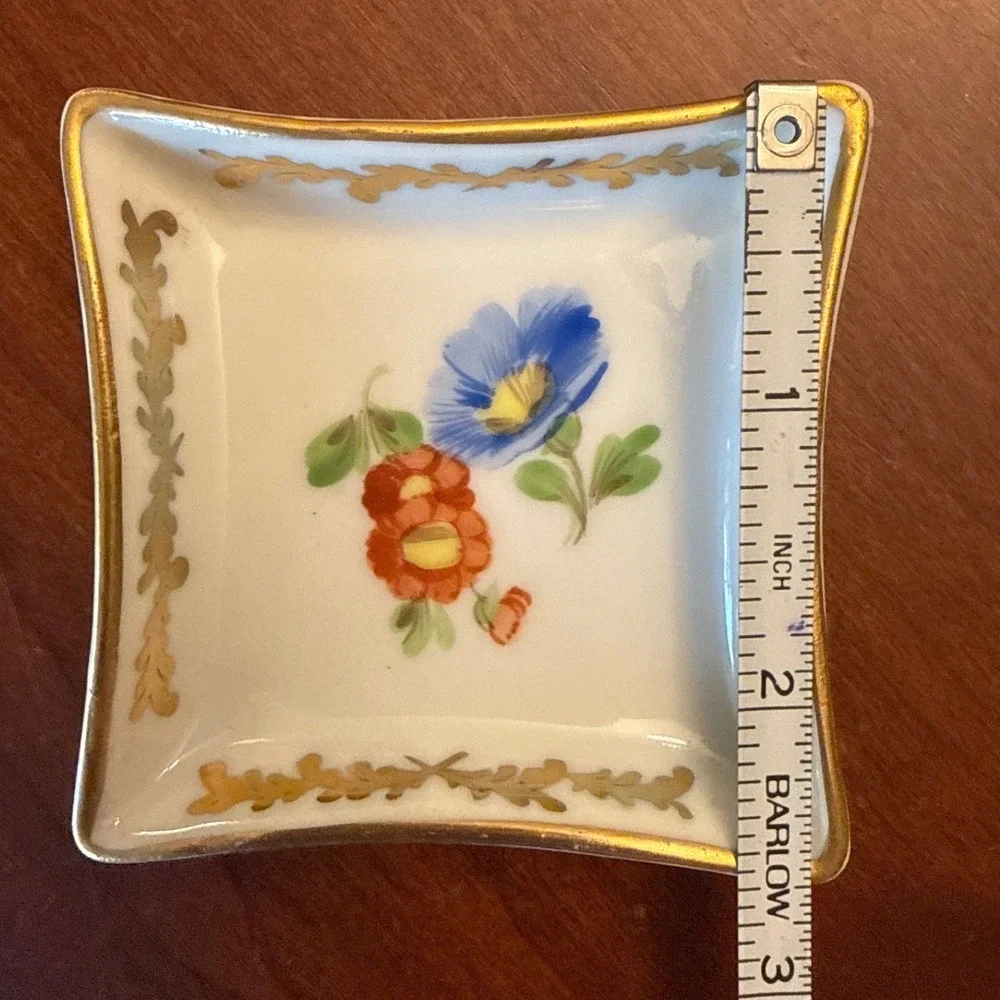 Dresden butter pat dishes set of 4 floral gold antique porcelain painted trinket
